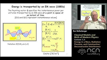 Purdue PHYS 342 L1.3: Classical Models: Energy in a Wave, Radiation Pressure, and Interference