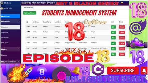 EPISODE 18: How to Create Blazor Students CRUD App with Admin LTE in NET8.0,EF Core,SQL Server EP18💥