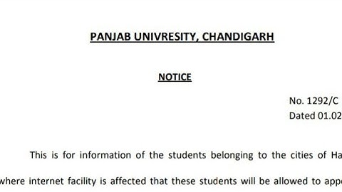 PU Updates | Latest notification by Panjab University Chandigarh