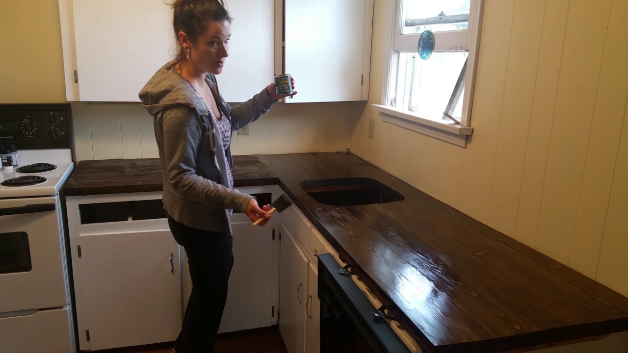 Applying A Protective Finish To Our Torched Diy Wood Countertop