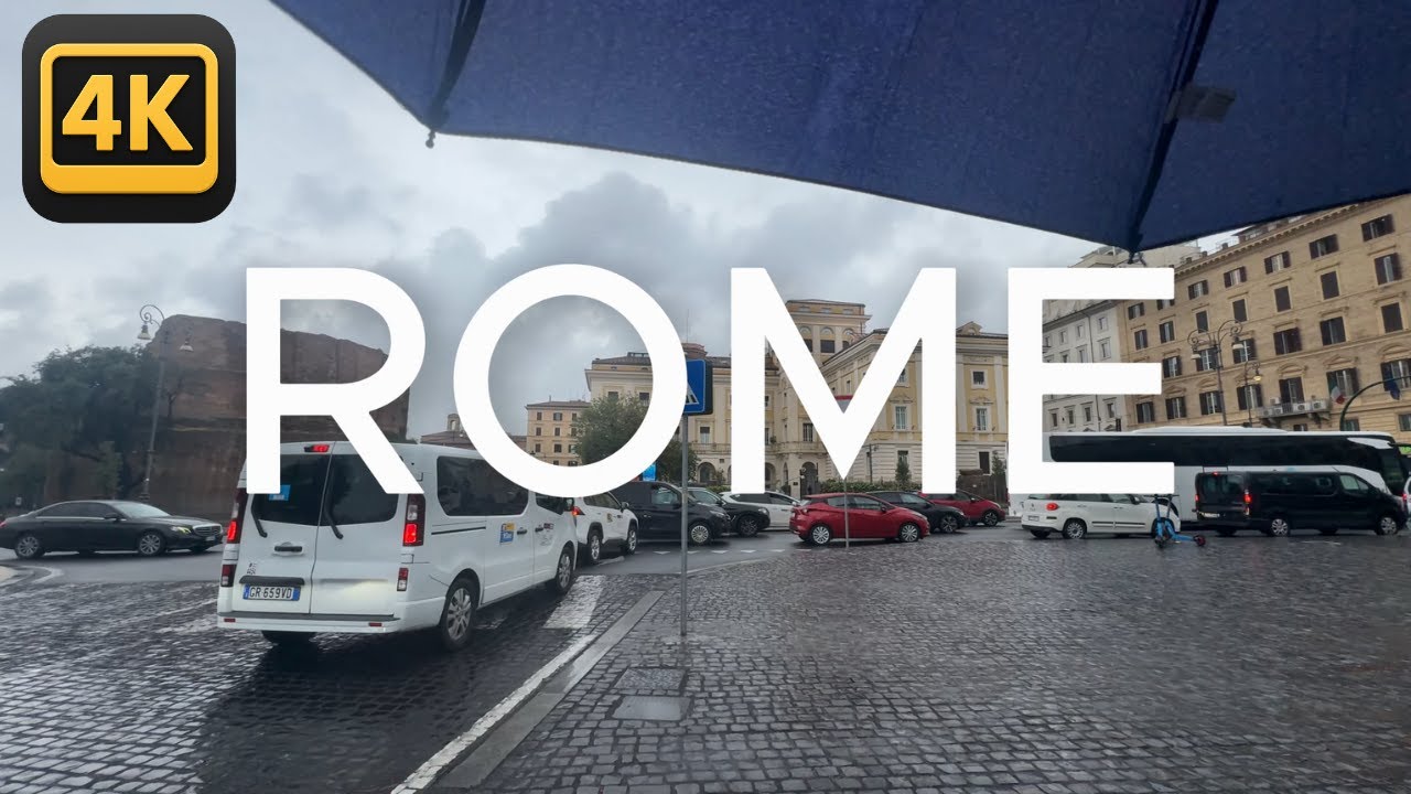 Rome in Rain, A calm walking around Rome, Italy Virtual Tour, Europe