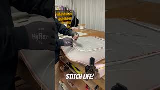 Julio Stitches up a custom bench C10 seat .