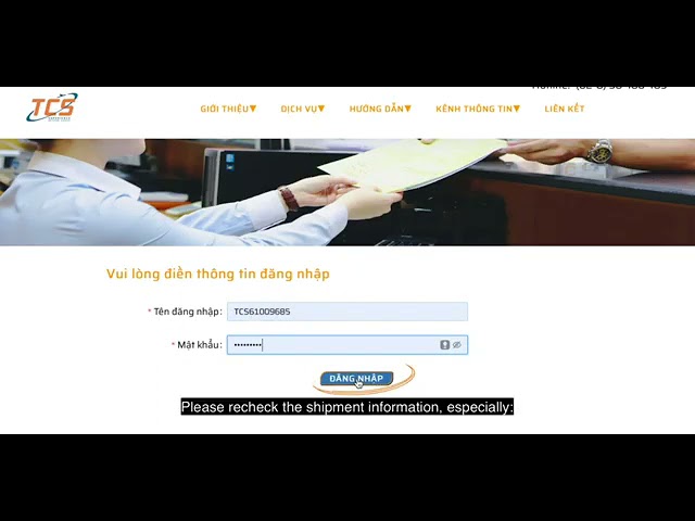 TCS hướng dẫn thủ tục nhận hàng Nhập khẩu online thông qua website