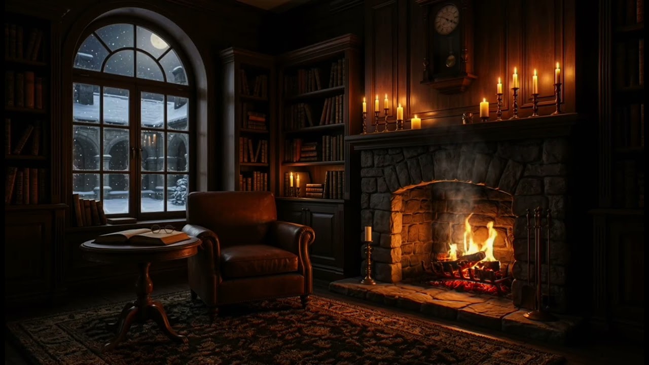 🔥 Relaxing Fireplace Crackling | Calm Night Ambience 🌙