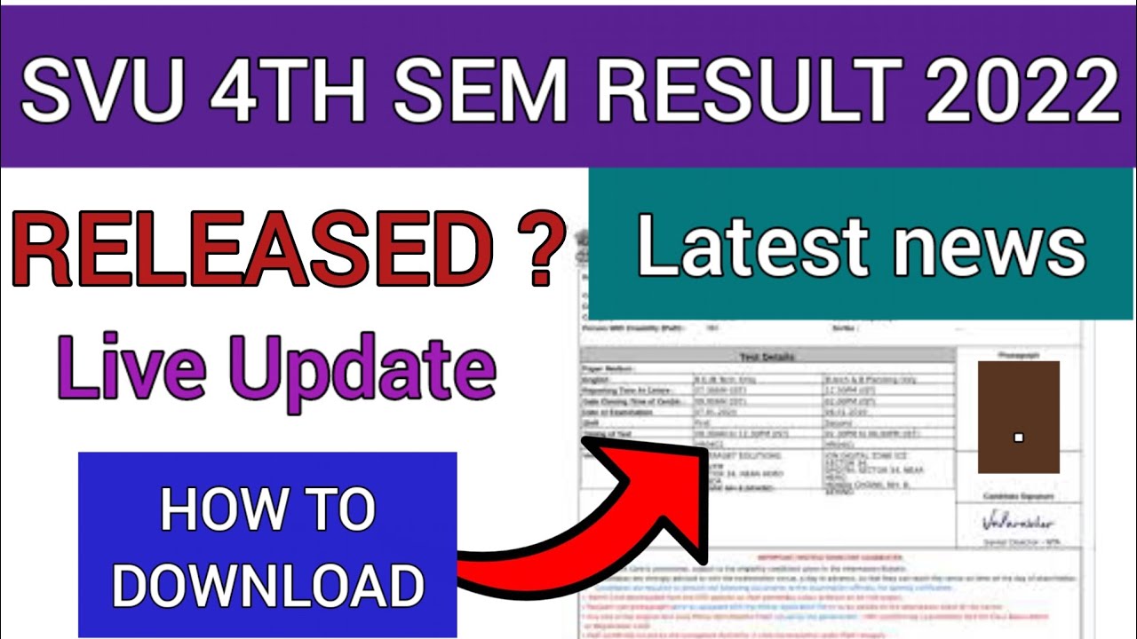 SVU 4th Semester Result 2022 How To Check SVU 4th Semester Result