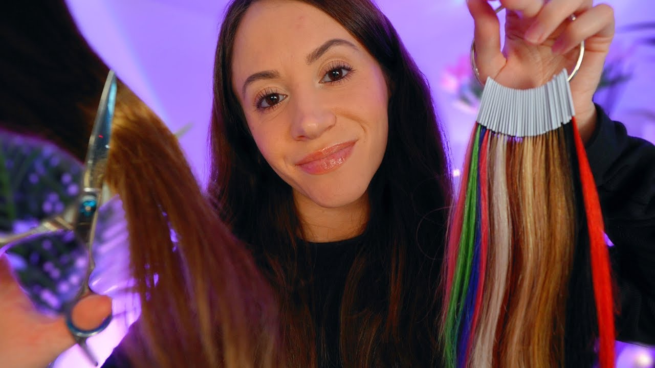 ASMR Dyeing & Cutting Your Hair For Sleep 💇‍♀️ (realistic hair trimming, personal attention)