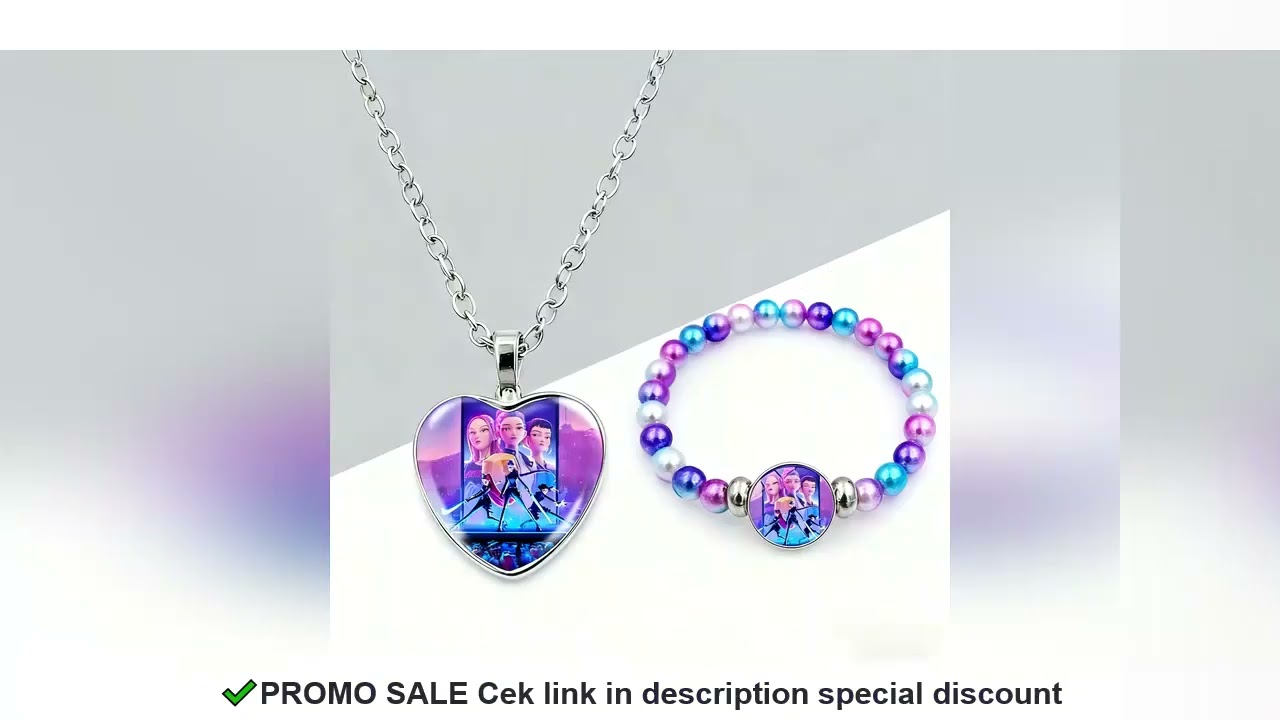 2025 Kpop Demon Hunters Necklace Bracelet Set Girl Kawaii Anime Chain Bracelet Children Cosplay Jewe