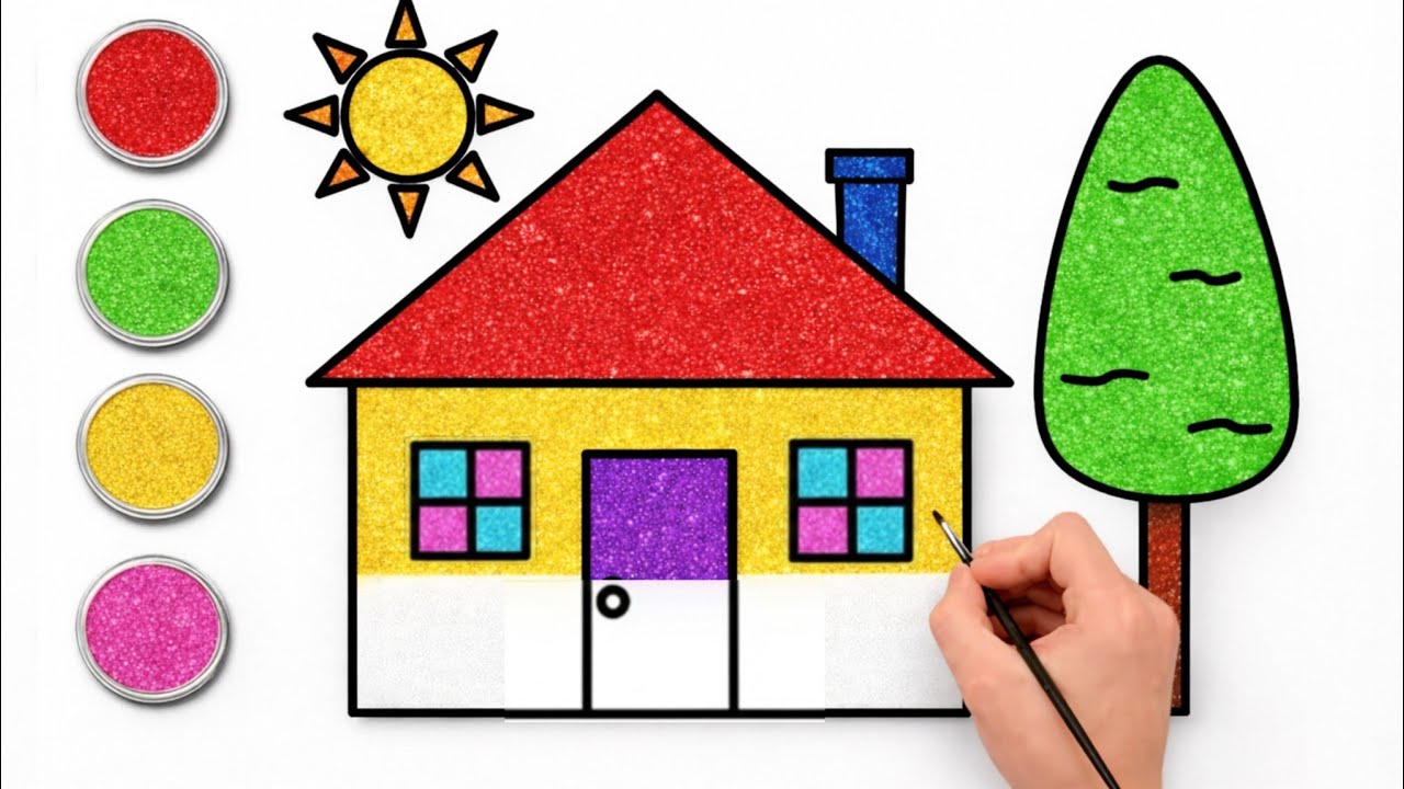 ✏️ How to Draw A House🏠| Easy Step By Step Drawing for Kids | घर का चित्र kaise banate hain