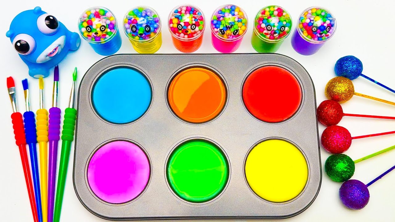 Satisfying Video l How to make Rainbow Magic EGGS Pool From Mixing Glitter Slime Candy Cutting ASMR