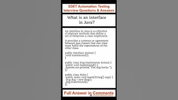JAVA : What is an interface in Java? SDET Automation Testing Interview Questions & Answers