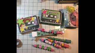 cassette tape box tutorial and Beaded pen ( pokey tool  ) /washi tape roll with gift box