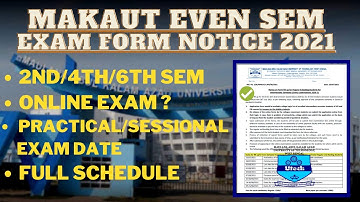 MAKAUT Even Intermediate Sem Examform Notice 2021| Regular/Backlog examfrom| Online examination 2021
