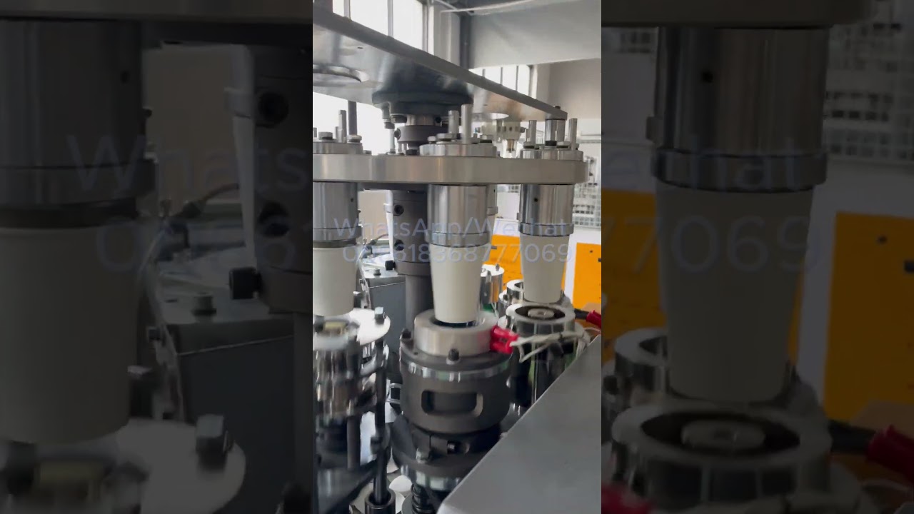 OCM12 high speed ultrasonic paper cup machine speed 100 pcs/min test 7OZ for Turkey customer