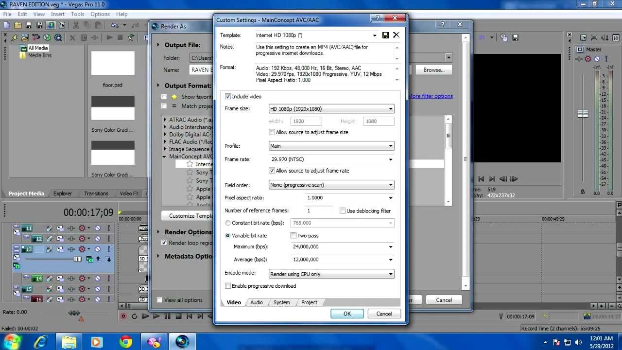 how to fix sony vegas pro 12 render fix error occurred while
