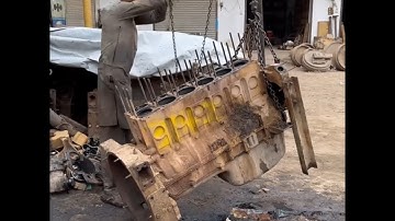 Truck Diesel engine Repairing with limited tools #truck #dieselengine #shorts