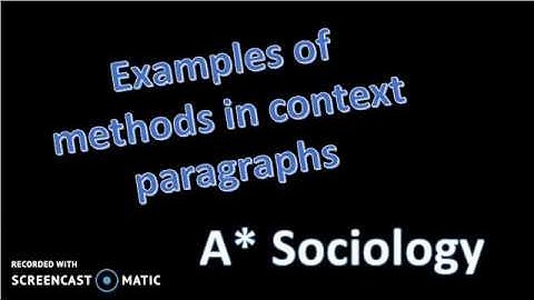 A* Sociology: Examples of methods in context