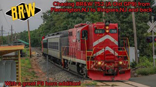 Chasing BR&W 752 (A Old GP9) from Flemington.NJ to Ringoes & back w/Great P3 horn action! (8/16/26) 