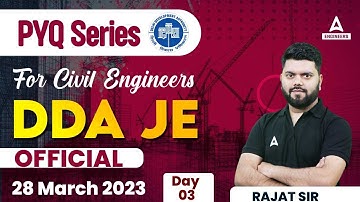 DDA JE CIVIL PREVIOUS YEAR QUESTION PAPER #3 | Civil Engineering By Rajat Sir | DDA JE Vacancy 2023