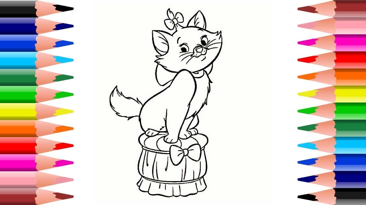 ระบายสี แมวมารี น่ารัก | Coloring book Marie cutie cat