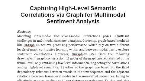 Capturing High Level Semantic Correlations via Graph for Multimodal Sentiment Analysis