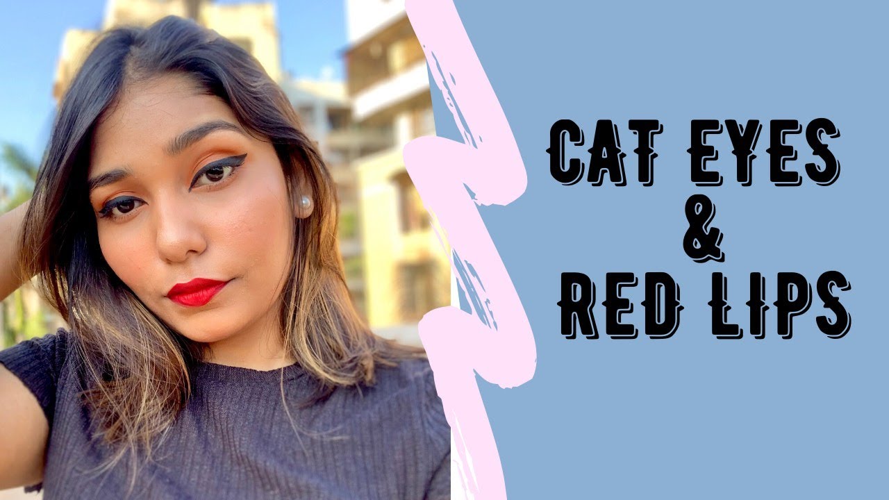 Cat Eyeliner and Red Lips Makeup Easy Makeup tutorial youtube 