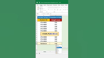 How to Calculate Variance of Population Using VAR.P Function in Excel #shorts #excel #excelbasic