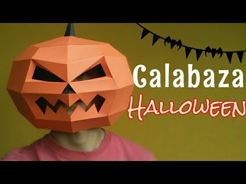Cómo hacer una Máscara de Calabaza para Halloween con papel cartulina |  Momuscraft - YouTube