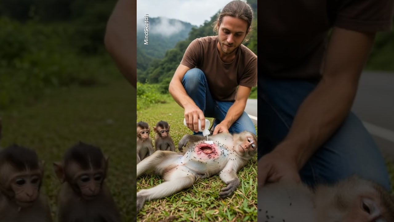 Kind Man Rescues Injured Monkey And Her Babies Heartwarming Wildlife Rescue Story