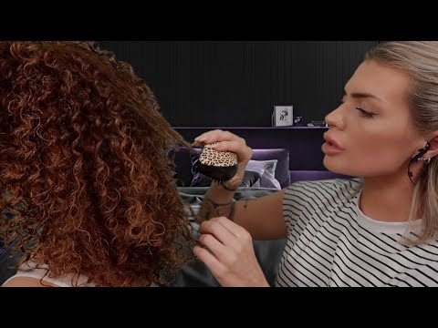 ASMR Detangling Your Curly Hair 💜 (hair play / hair brushing roleplay)