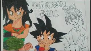 Dibujo de Goku,Yamcha,Puar,Bulma y Oolong