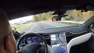 TESLA Model S Version 9, 42.2 Navigate on Autopilot, car stops on its own!