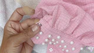 DIY beautiful bead sew on a dress | How to bead on a dress| Amazing idea for beading work