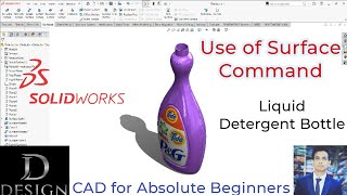 Liquid Detergent Bottle Design in Solidworks CAD || Lofted Surface command in Solidworks || Lofted