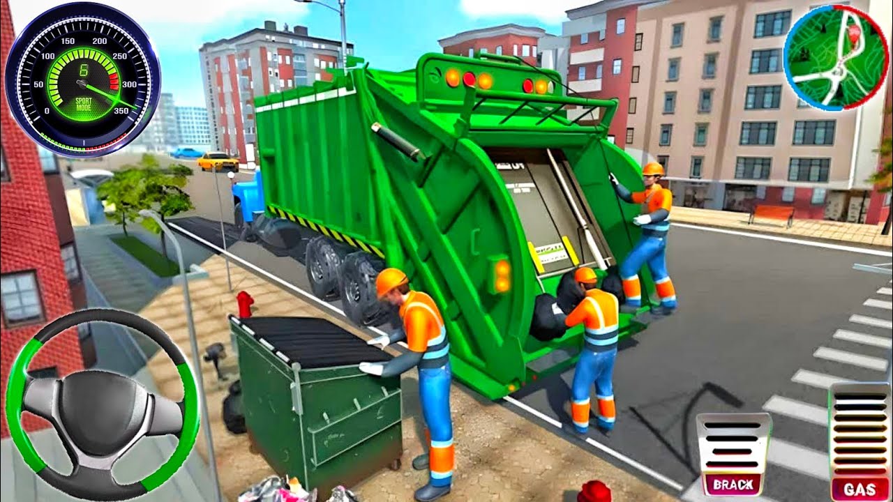 Garbage Trash Truck Simulator 3D - City Road Garbage Dumper Truck Driver - Android GamePlay