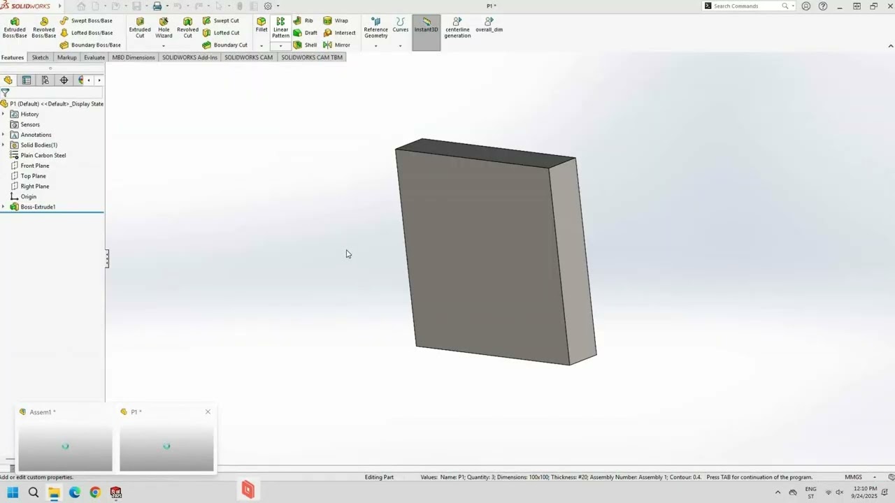 SolidWorks VBA Macro — Auto Populate Properties, DXF, Drawing & Overall Dimensions
