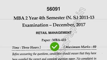 2017 Mdu MBA 4th Sem Reappear Retail Management Question Paper