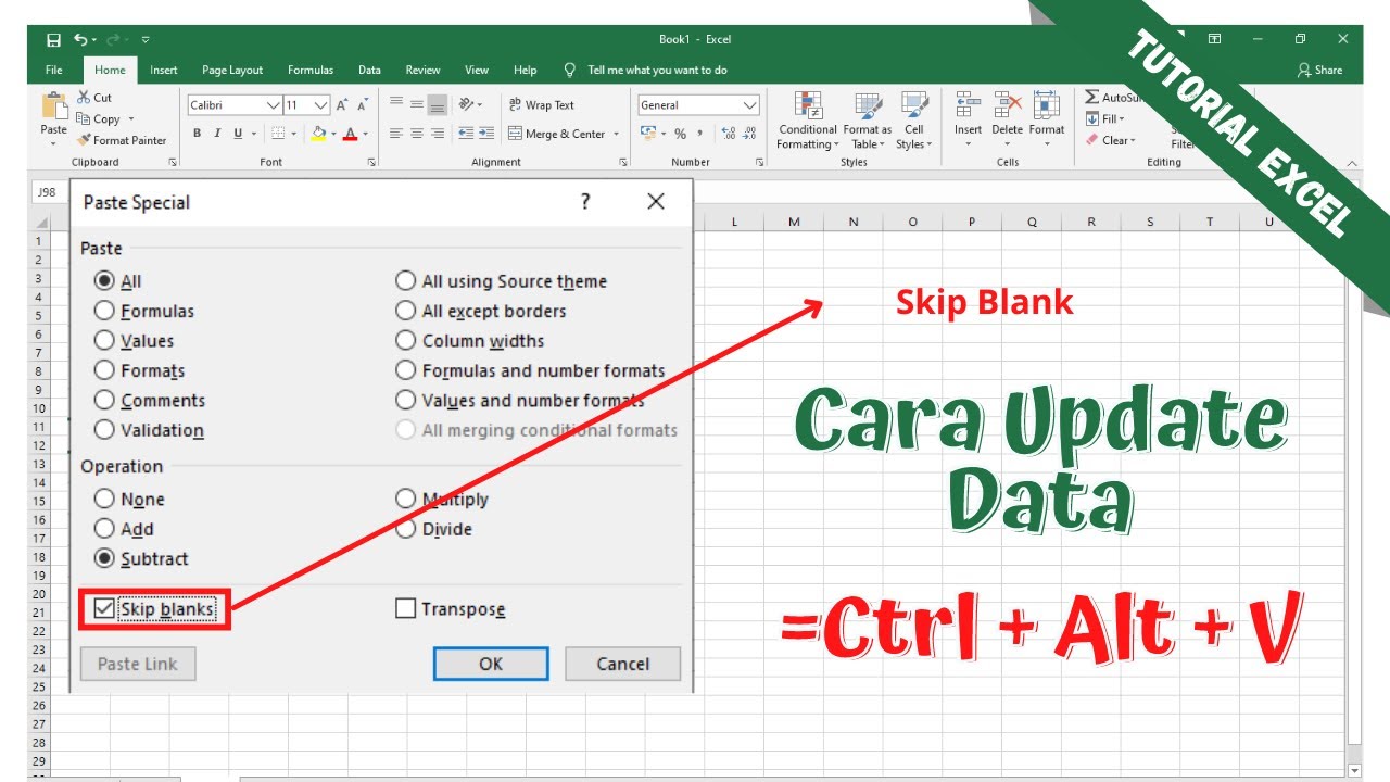 Cara Cepat Copy Paste Special Di Excel, Cara Paste Special Skip Blank ...