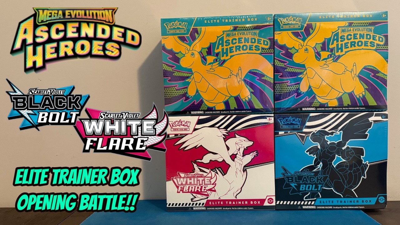 ASCENDED HEROES vs BLACK BOLT & WHITE FLARE Elite Trainer Box Pokemon Card Opening Battle!!
