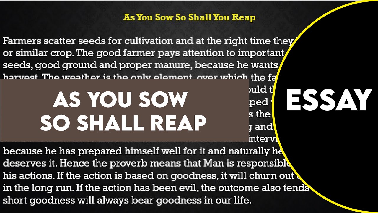as you sow so shall you reap essay