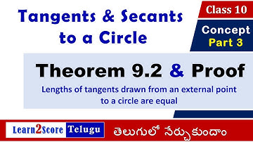 Theorem 9.2 Tangents and Secants to Circle in Telugu Class 10 AP TS