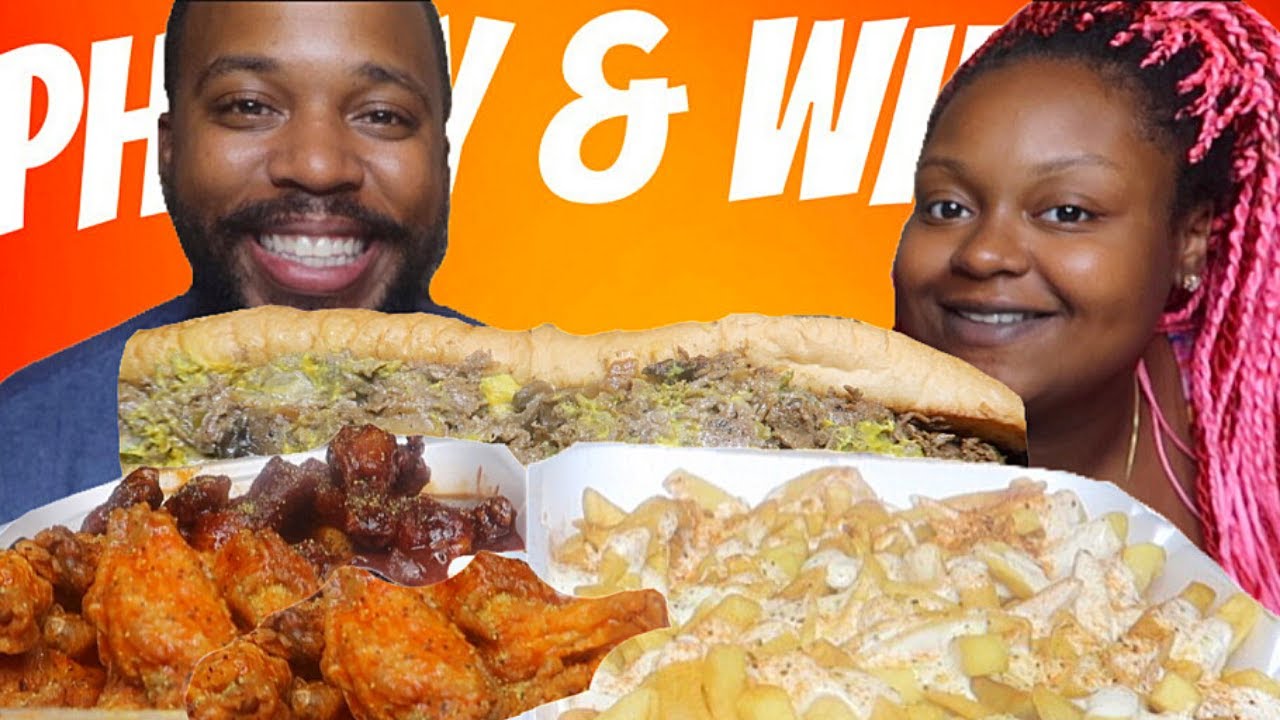 AUTHENTIC PHILLY CHEESESTEAKS + HOT LEMON PEPPER WINGS + CAJUN RANCH FRIES MUKBANG 먹방 EATING SHOW