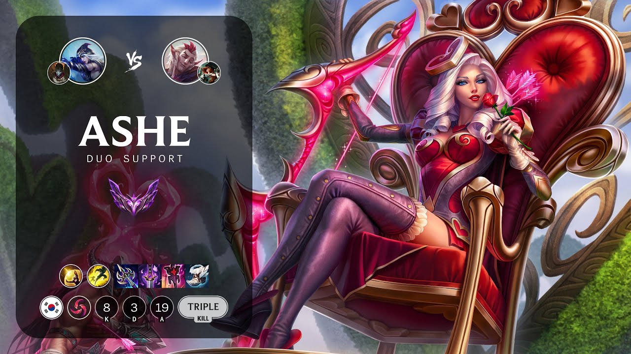 Ashe Support vs Rakan - KR Master Patch 14.2