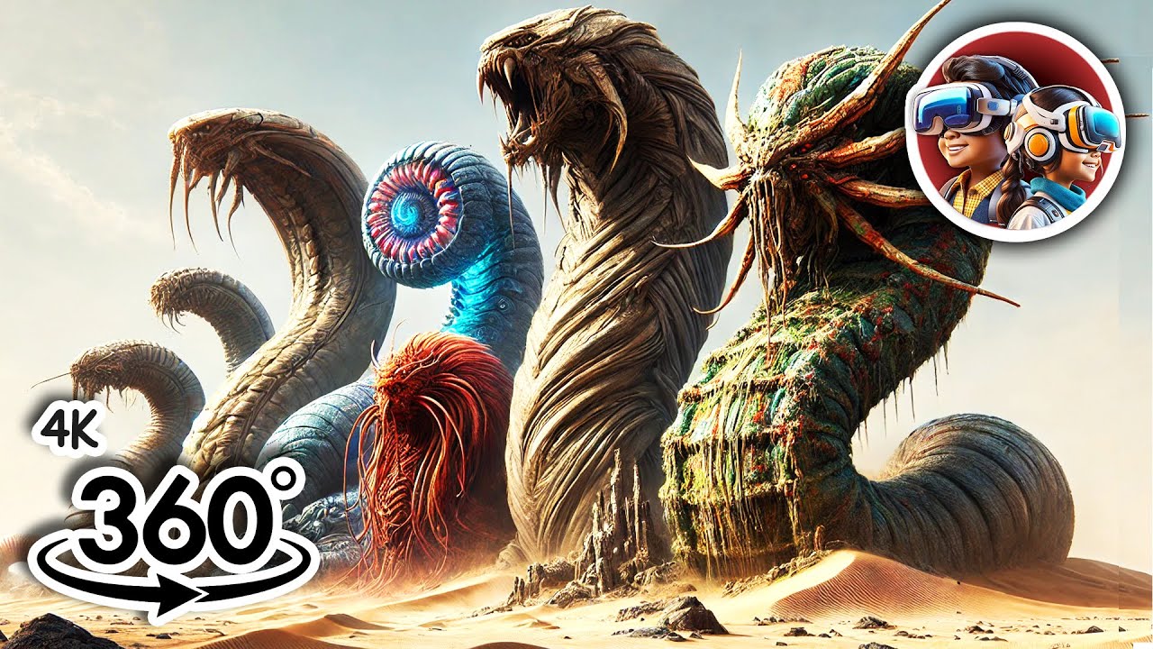 Сравнение размеров червей в пустыне | 360 видео 4K