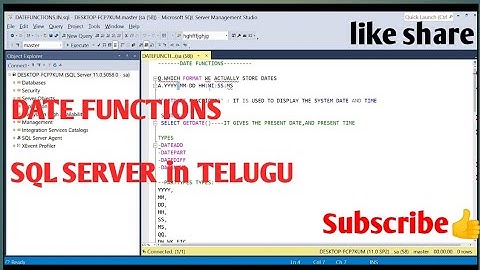 #DATE FUNCTIONS IN SQL SERVER#Dhanush tutorial telugu