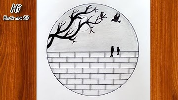 Easy circle scenery drawing ideas // pencil drawing // circle scenery drawing //nature landscape !!