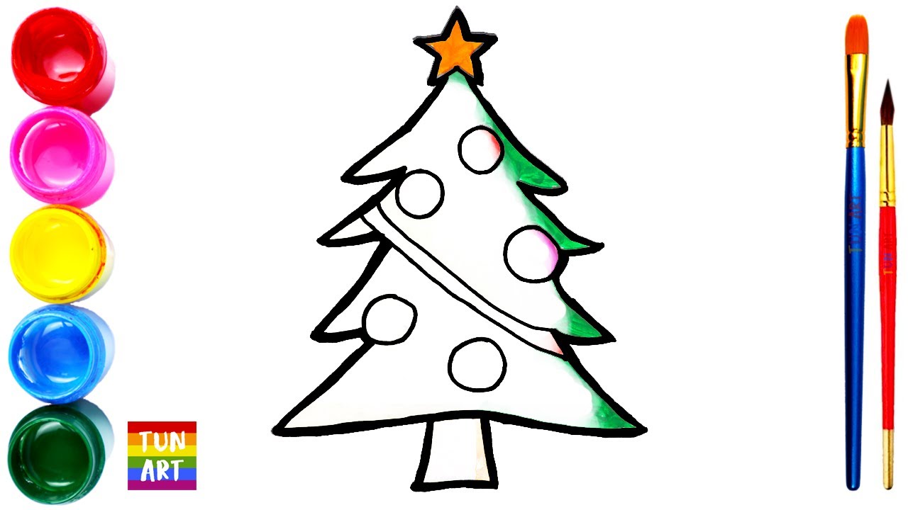 Draw and Color Christmas Trees With Tree Drawing for Kids | Glitter ...