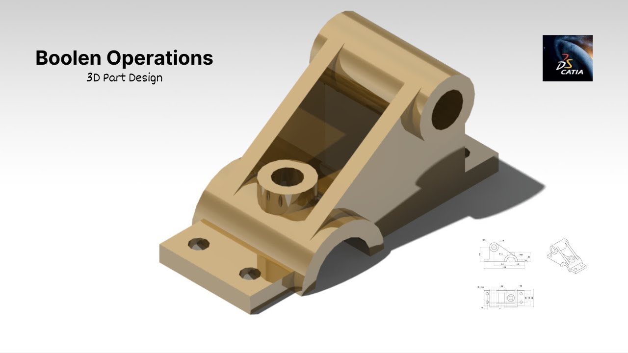 CATIA V5 Part Design using Boolean Operations | Mechanical Design ...