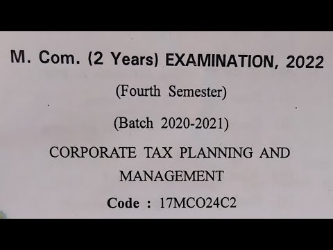 2022 corporate tax planning and management mcom sem 4 gurugram university mdu | previous year 2022