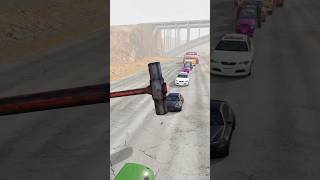 Big U0026 Small Colorful Cars Vs Giant Hammer 106  Beamngdrive