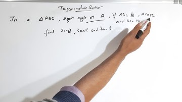 Trigonometric  ratio ,In a 🔺️ABC, right angled at A ,if Ab= 5, AC=12 BC=13, find sinB, cosC and tanB